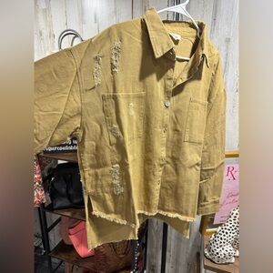 Peach Love California Mustard Button-Up Shirt